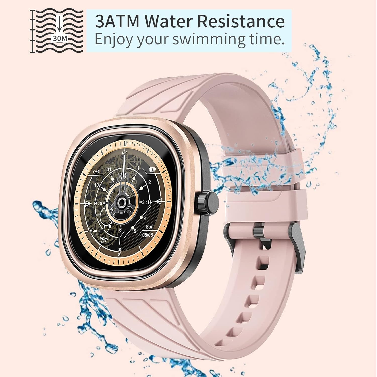 Smart Watches for Women, Smart Watch for Android Phones and Iphone, 1.32'' HD Full Touch Screen 3ATM Waterproof Sports Watches Fitness Tracker with Blood Pressure Heart Rate Sleep Monitor (Pink)