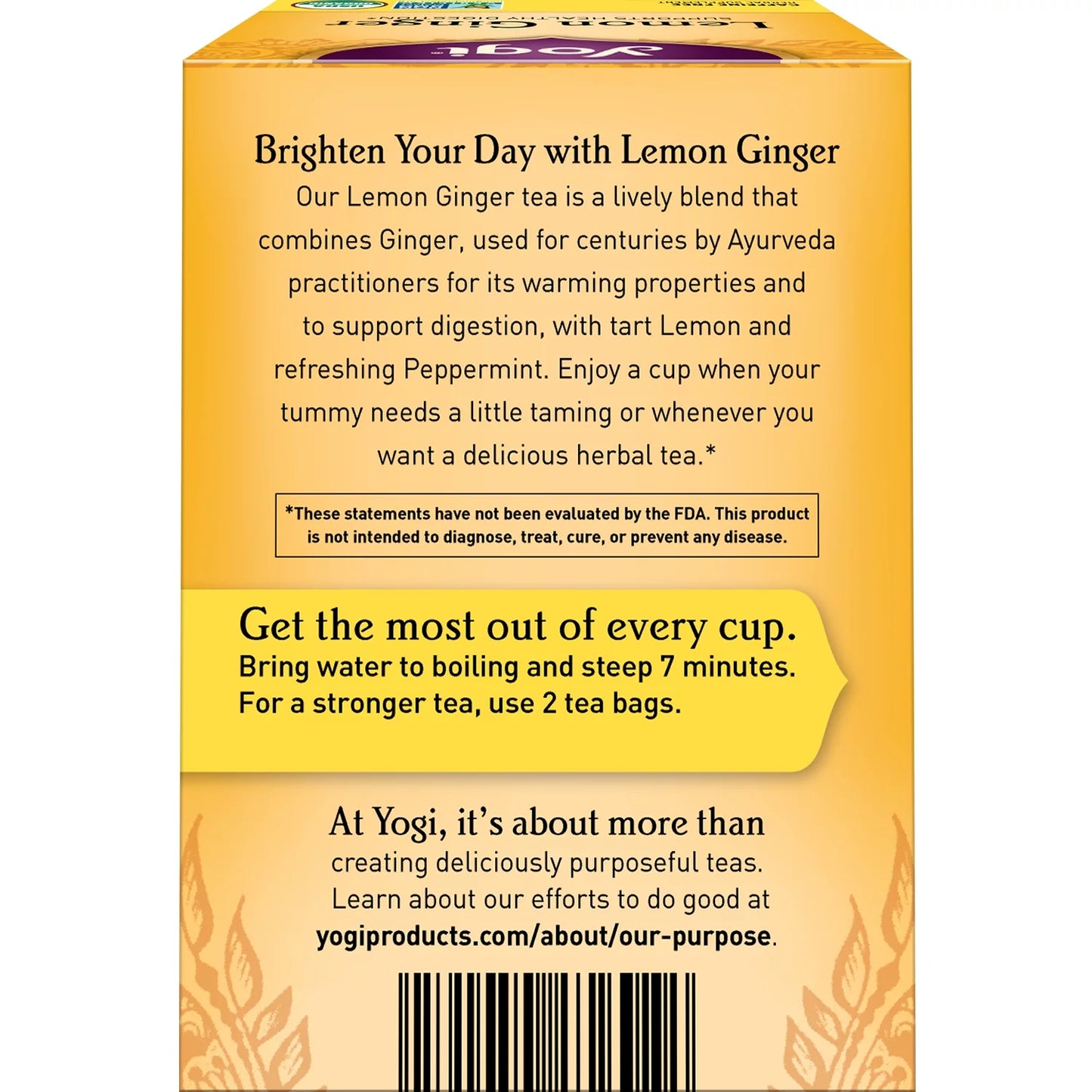 (4 Pack)  Tea Lemon Ginger, Caffeine-Free Organic Herbal Tea Bags, 16 Count