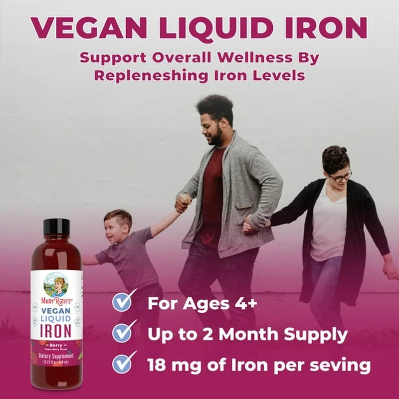 Iron Supplement for Women Men & Kids | Liquid Iron Supplement for Women Men & Kids | Iron for Healthy Blood & Oxygen | Ages 4 & up | Sugar Free | Vegan | Non-Gmo | Gluten Free | 15.22 Fl Oz