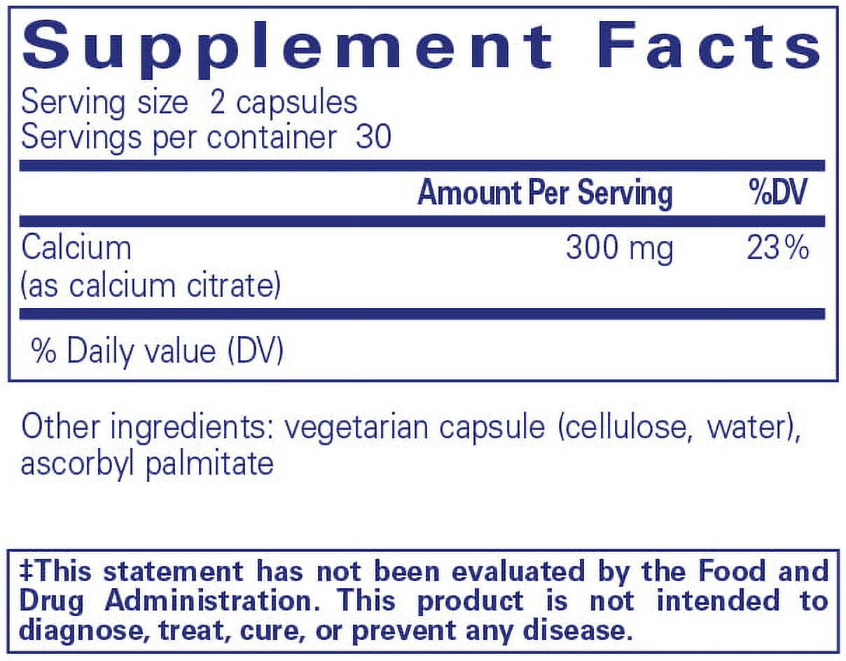 Calcium (Citrate) | Supplement for Bones and Teeth, Colon Health, and Cardiovascular Support* | 60 Capsules