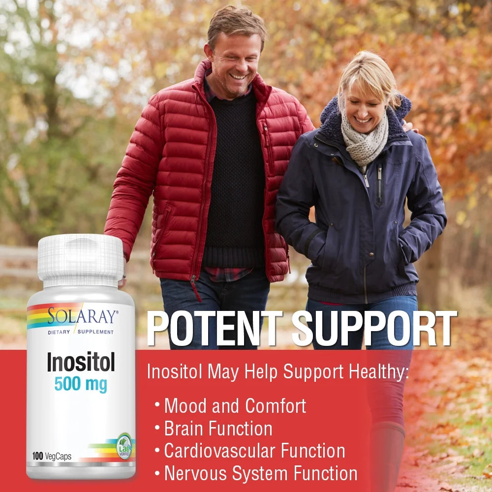 Inositol 500 Mg Capsules | May Help Support Healthy Brain, Cardiovascular, Nervous System Function and Mood | Non-Gmo, Vegan | 100 Vegcaps