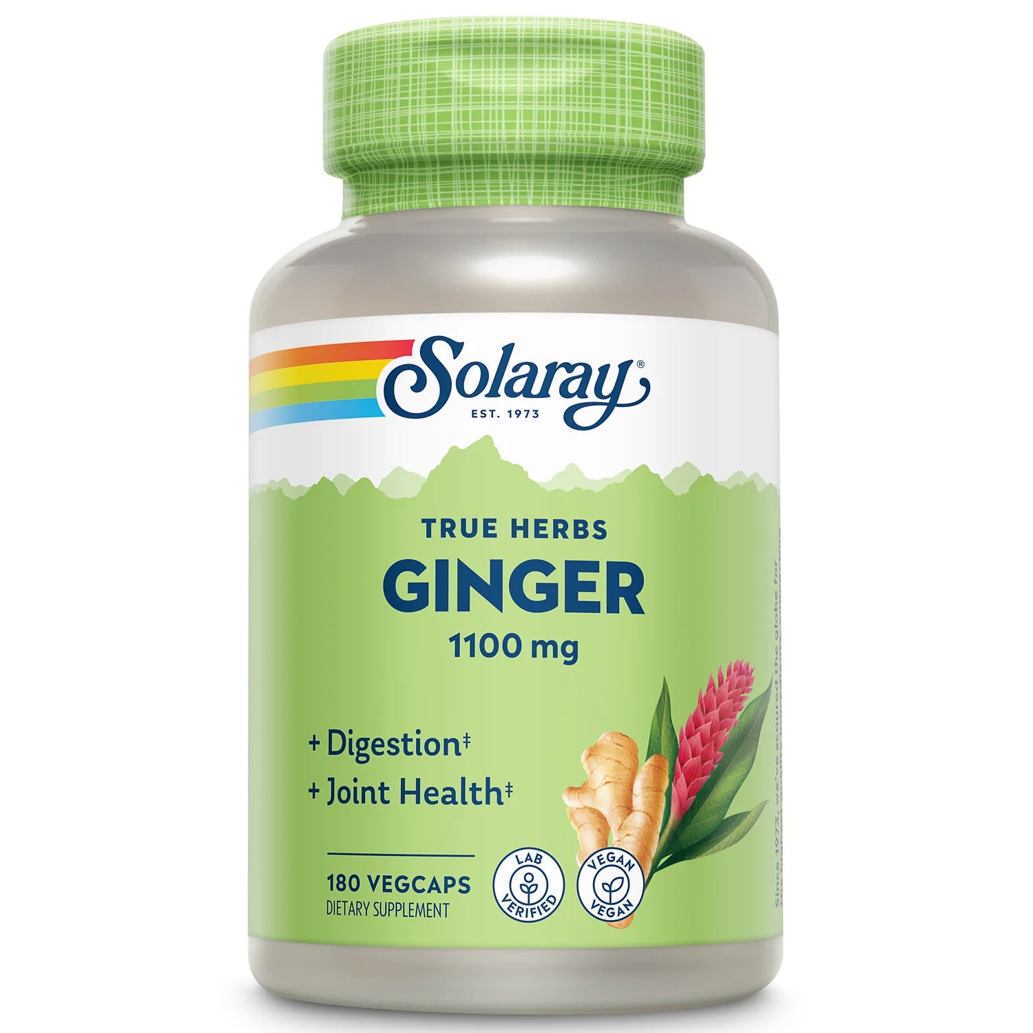 Ginger Root 1100Mg | Healthy Digestion, Joints and Motion & Stomach Discomfort Support | Whole Root | Non-Gmo & Vegan | 180 Vegcaps