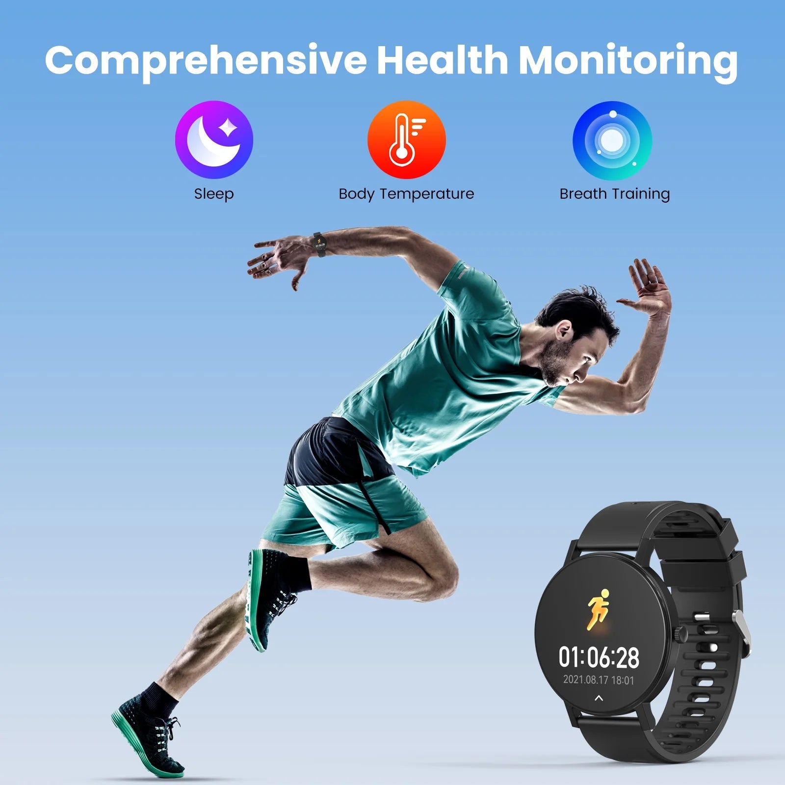 Smart Watch, Fitness Smartwatch with 1.43" Touch Screen, IP68 Waterproof with Bluetooth for Men Women, Compatible with Android & Ios, Black