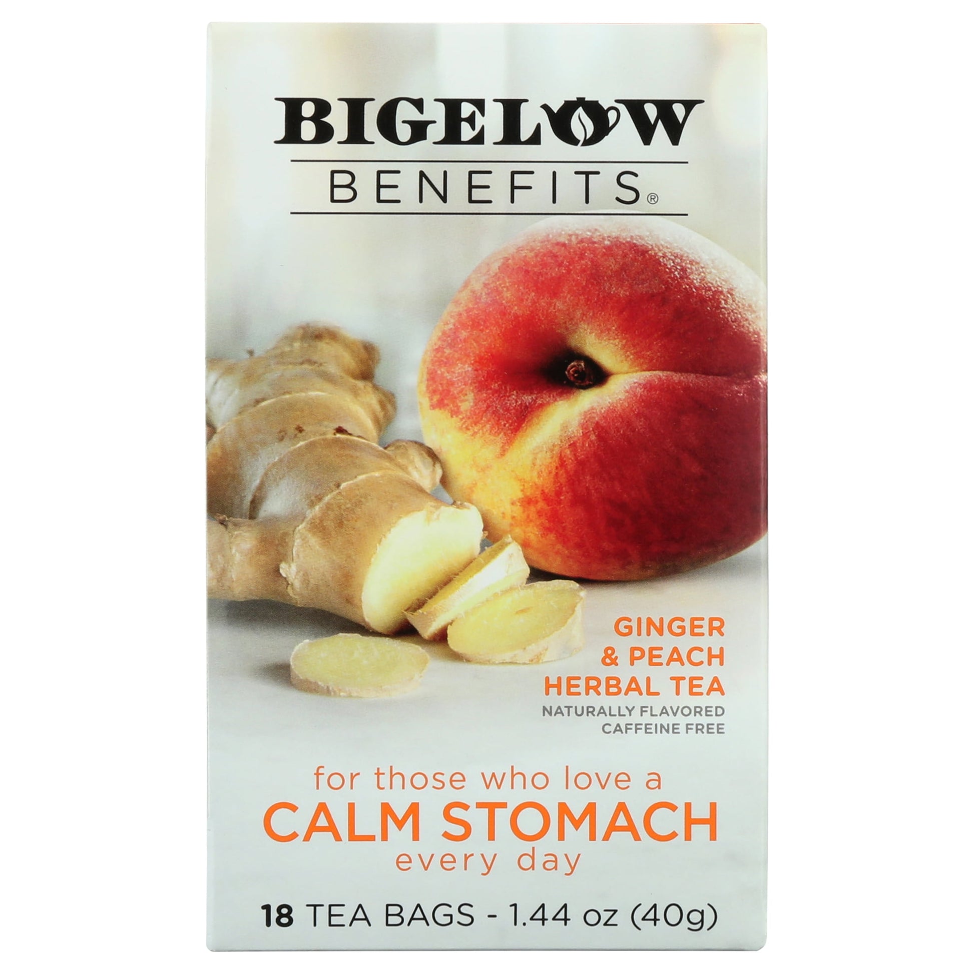 Bigelow Benefits Ginger & Peach Herbal Tea Bags, 18 Ct