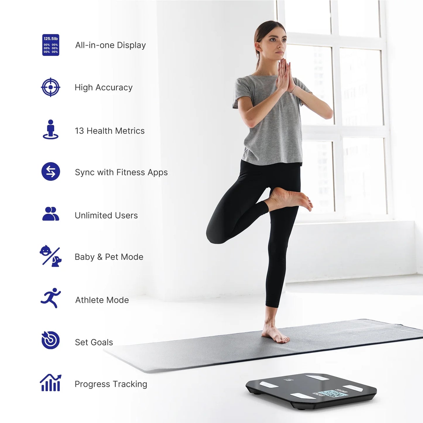 Empower Your Health Journey with  Advanced Smart Scale: Track 13 Body Metrics, Health Monitoring, 400Lb, Black