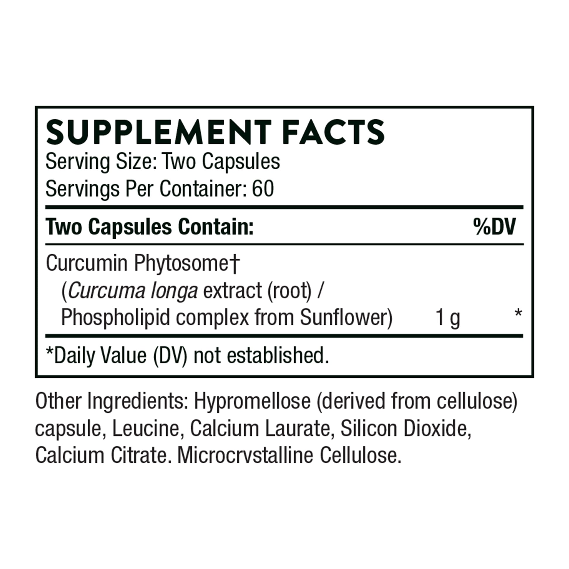 Curcumin Phytosome 1000 Mg (Meriva), Clinically Studied, High Absorption, Supports Healthy Inflammatory Response in Joints, Muscles, GI Tract, Liver, and Brain, 120 Capsules, 60 Servings