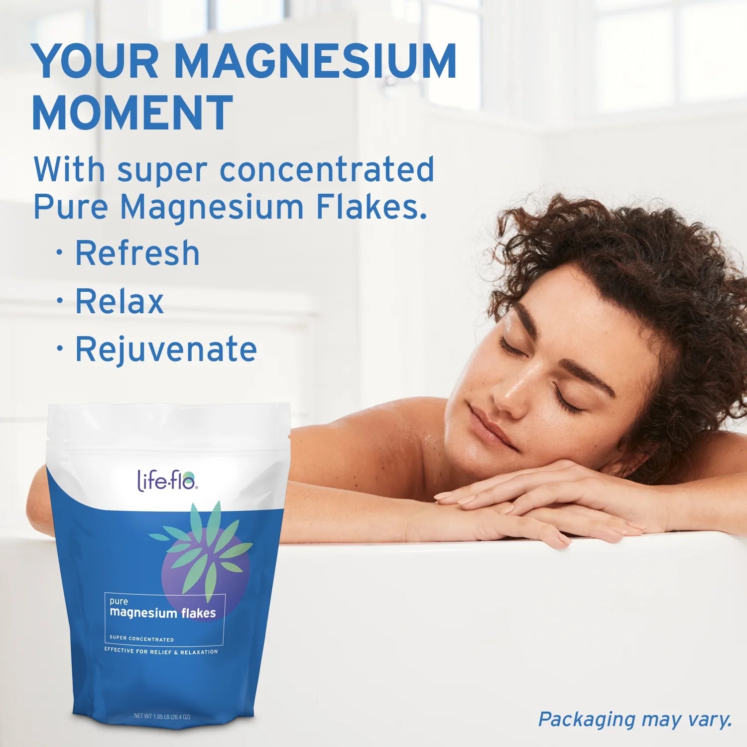 Pure Magnesium Flakes for Bath | Concentrated Magnesium Chloride Crystals, Relaxing & Rejuvenating Soak (1.65 Lbs)