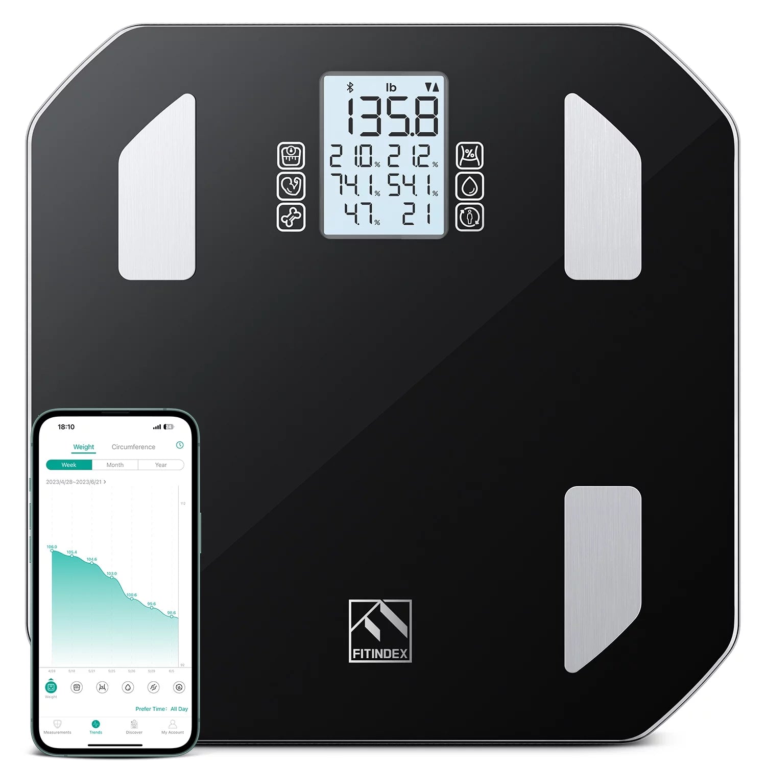 Empower Your Health Journey with  Advanced Smart Scale: Track 13 Body Metrics, Health Monitoring, 400Lb, Black