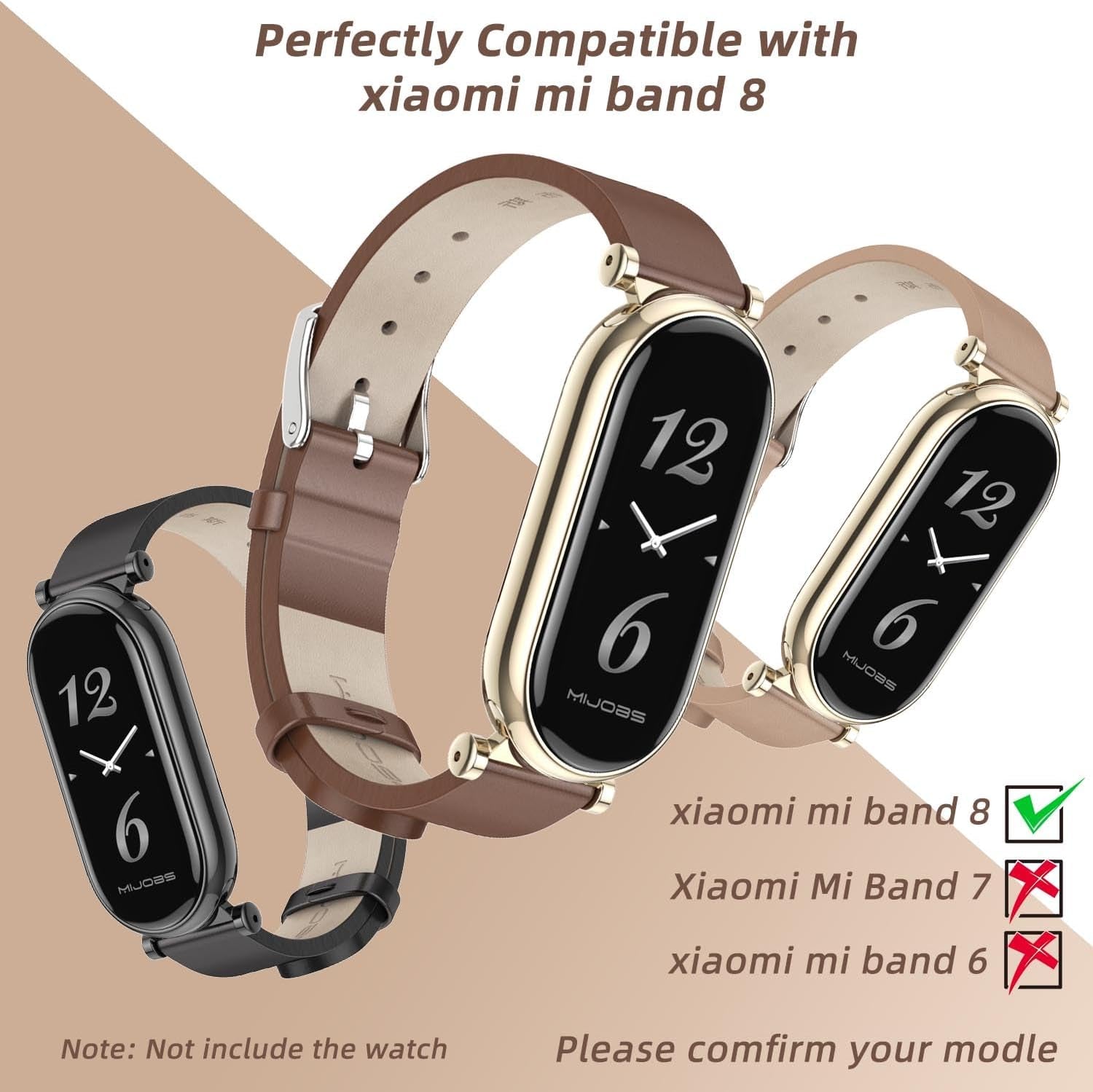 Strap for Xiaomi Mi Band 9 Mi Band 8, Mi Band 7 Genuine Leather Replacement Strap Watch Wrist Band Smart Bracelet Accessories for Xiaomi Mi 6 5 Fit Band