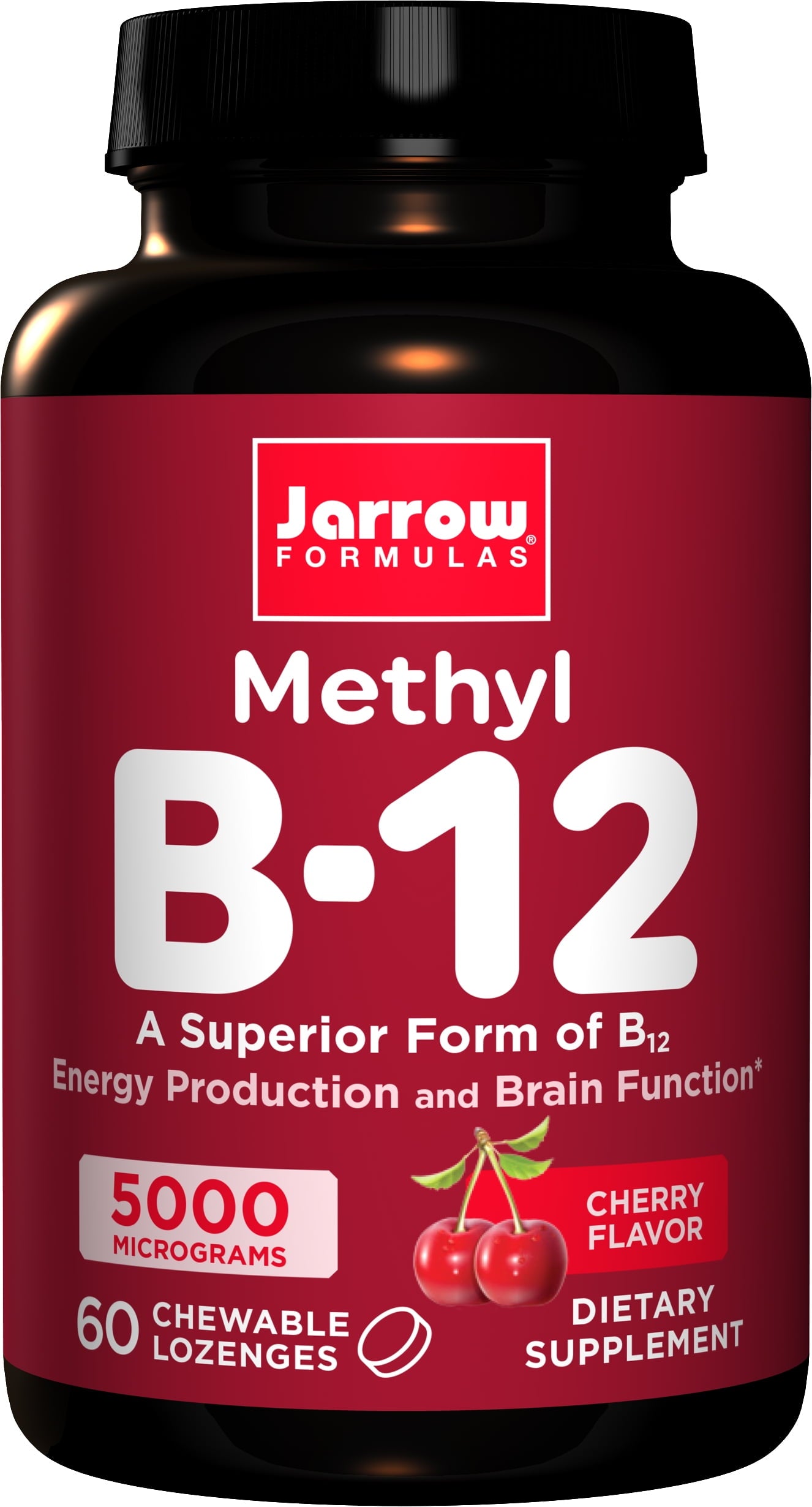 Methyl B12 (Methylcobalamin) Cherry, Supports Brain Cells, 5000 Mcg, 60 Lozenges