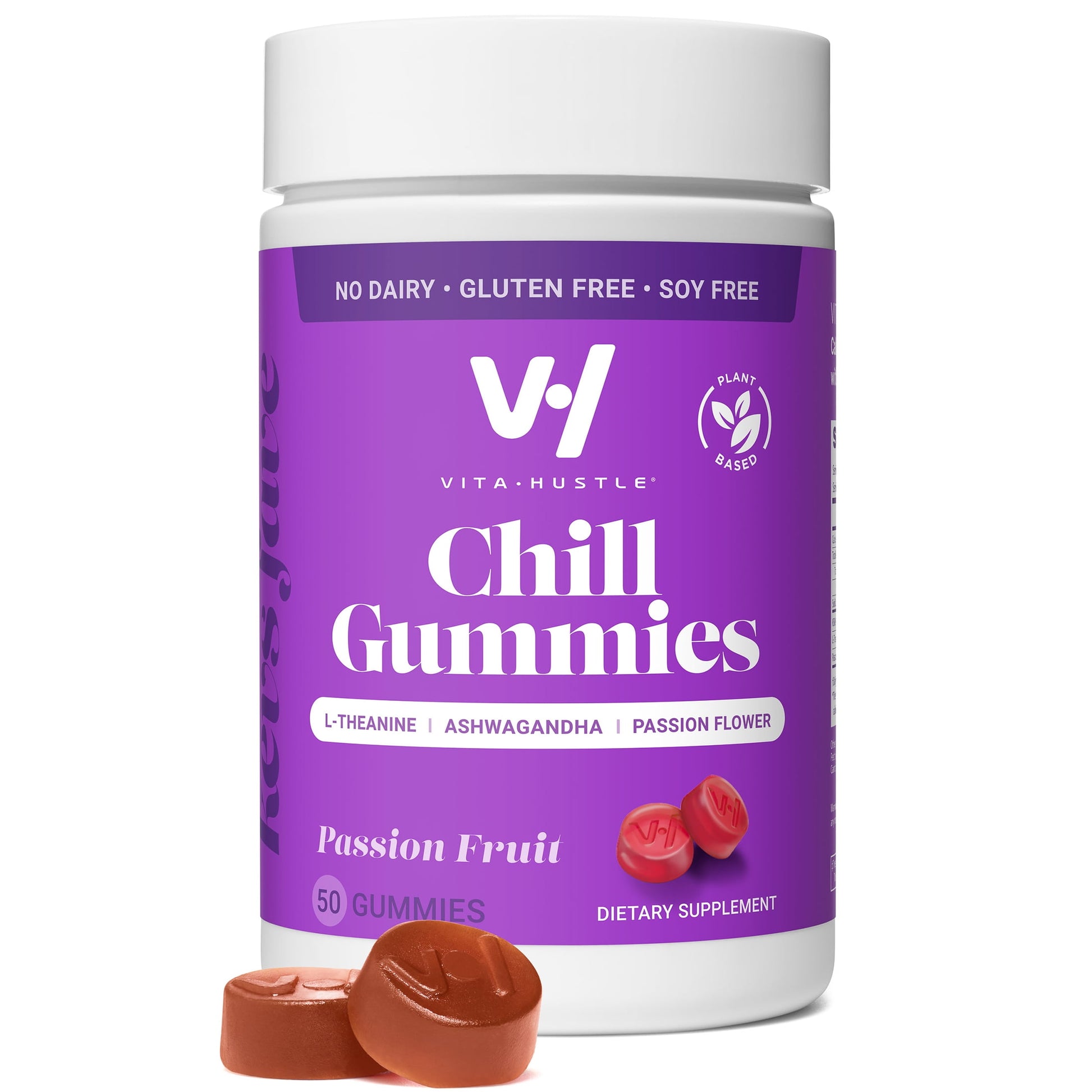 Chill Stress Relief Gummy Supplement, 300 Mg Ashwagandha, L-Theanine, Passion Fruit Flavor, 50 CT