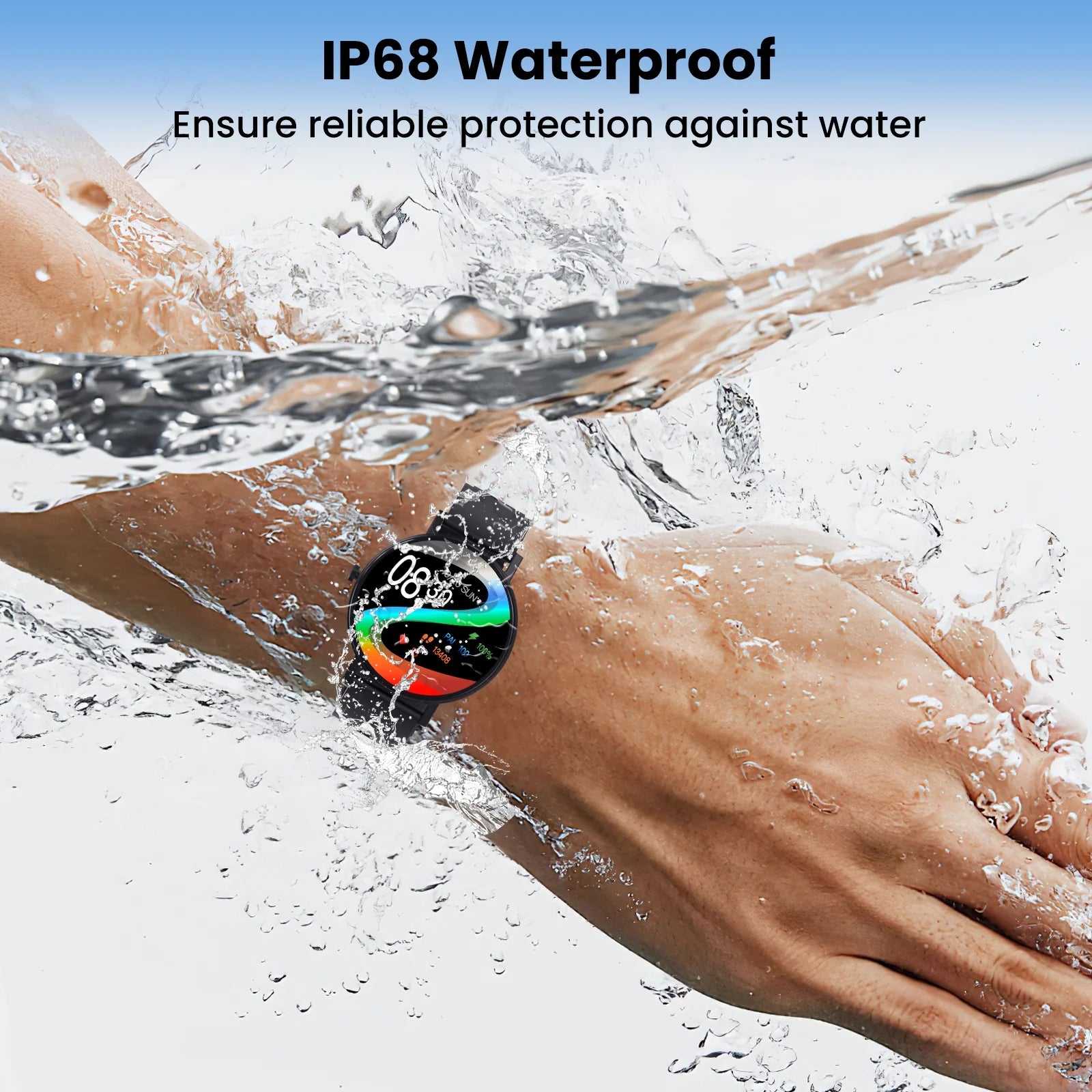 Smart Watch, Fitness Smartwatch with 1.43" Touch Screen, IP68 Waterproof with Bluetooth for Men Women, Compatible with Android & Ios, Black