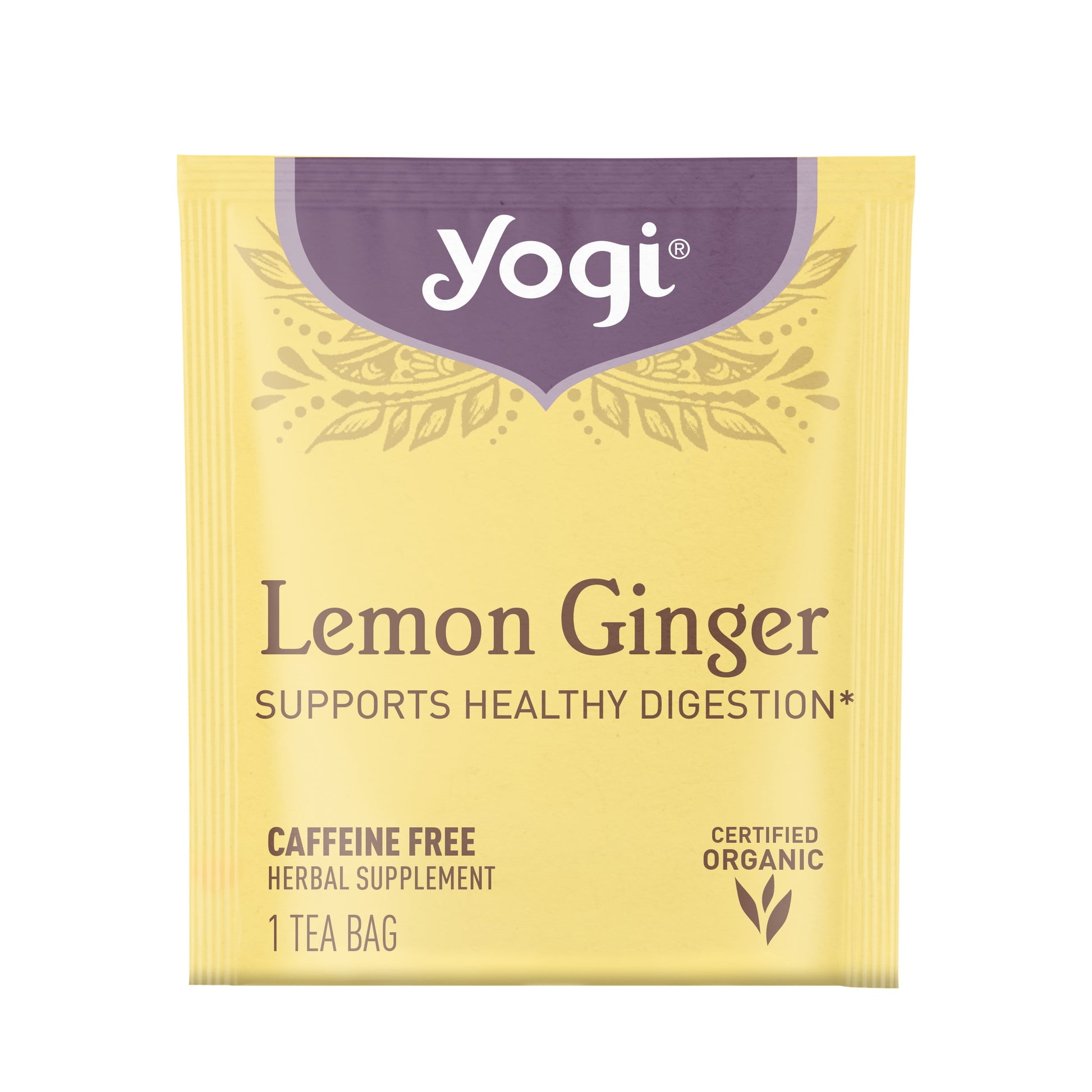 (4 Pack)  Tea Lemon Ginger, Caffeine-Free Organic Herbal Tea Bags, 16 Count