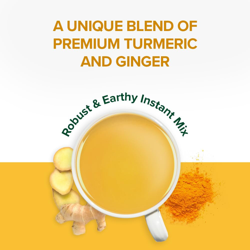 , Turmeric Ginger Latte Mix (40 Cups, 3.53Oz) Caffeine-Free, Non-Gmo, Gluten Free | Golden Milk Powder with Curcumin, Black Pepper & Ginger | Brew Hot/Iced Tea or Turmeric Latte