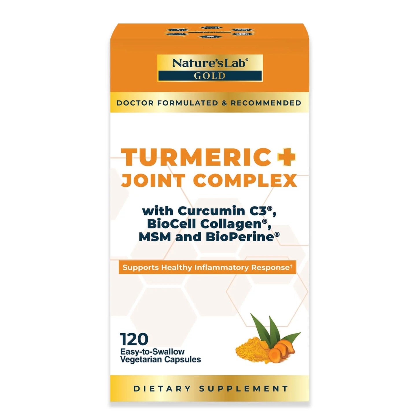 Gold Turmeric Joint Complex - 120 Capsules - Biocell Collagen, Hyaluronic Acid, C3 Curcumin, MSM - Joint Support, anti Inflammatory, Skin Supplement*