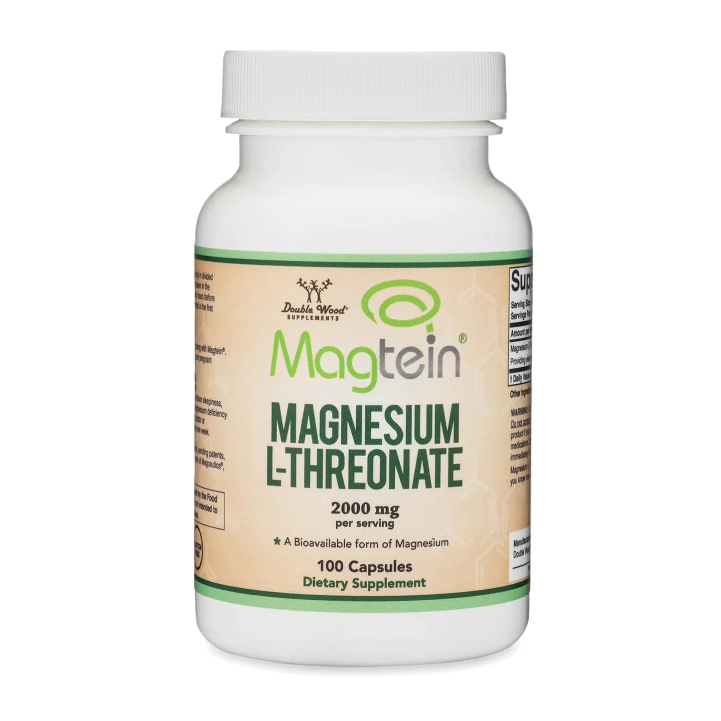 Magnesium L Threonate Capsules - High Absorption Generic Supplement - Most Bioavailable Form - 2,000 Mg - 100 Capsules