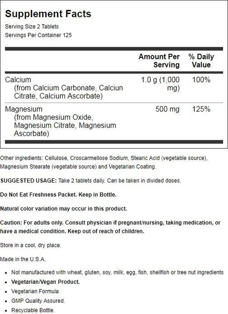 Calcium & Magnesium 250 Tabs