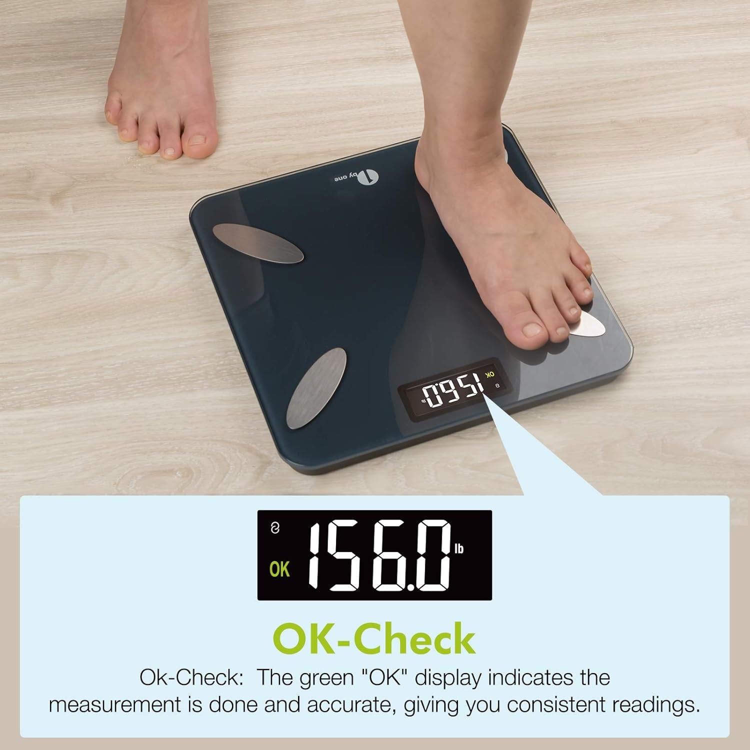 1 by ONE Scale for Body Weight, Smart Body Fat Scale, Digital Bathroom Weighing Scale with Water Percentage Muscle Mass Bluetooth BMI, 14 Body Composition Analyzer, 400 Lb