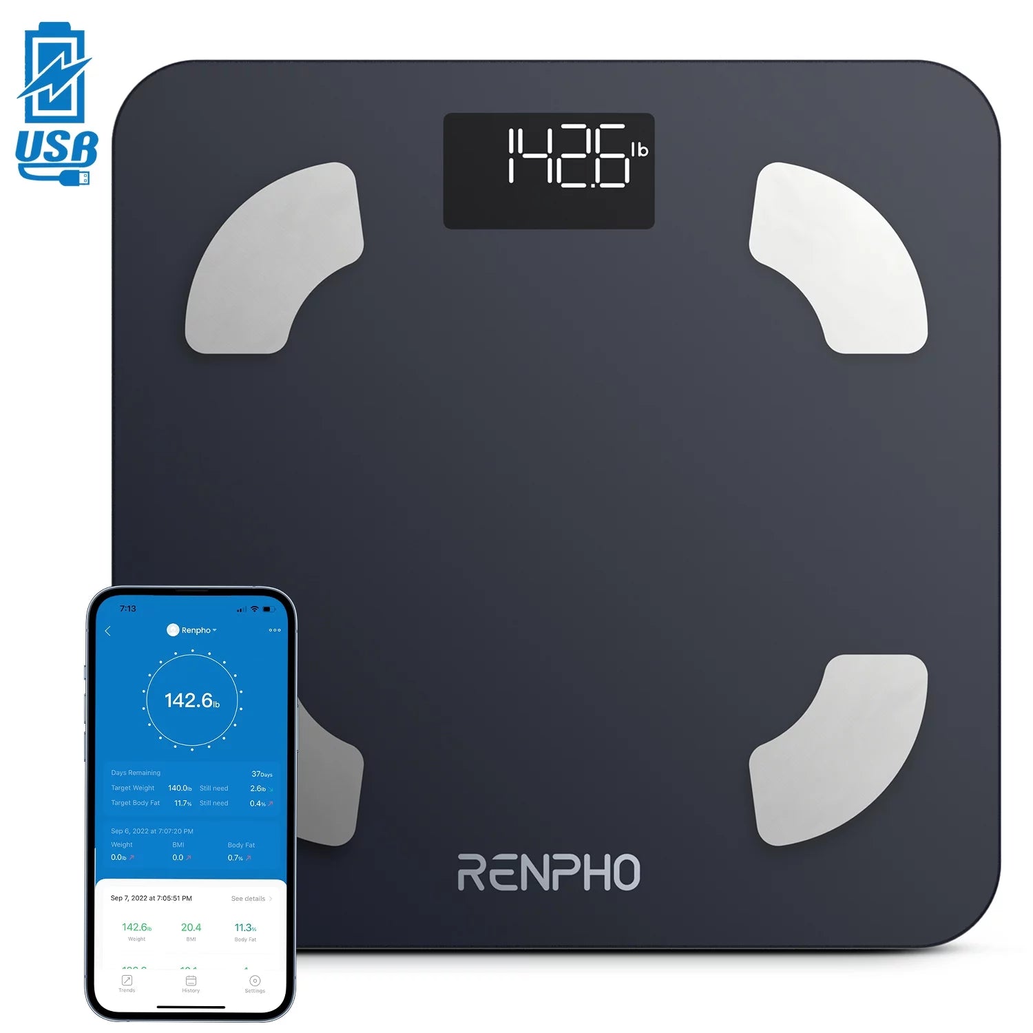 Smart Scale for Carpet, Bluetooth Digital Body Weight Scale, 400Lb