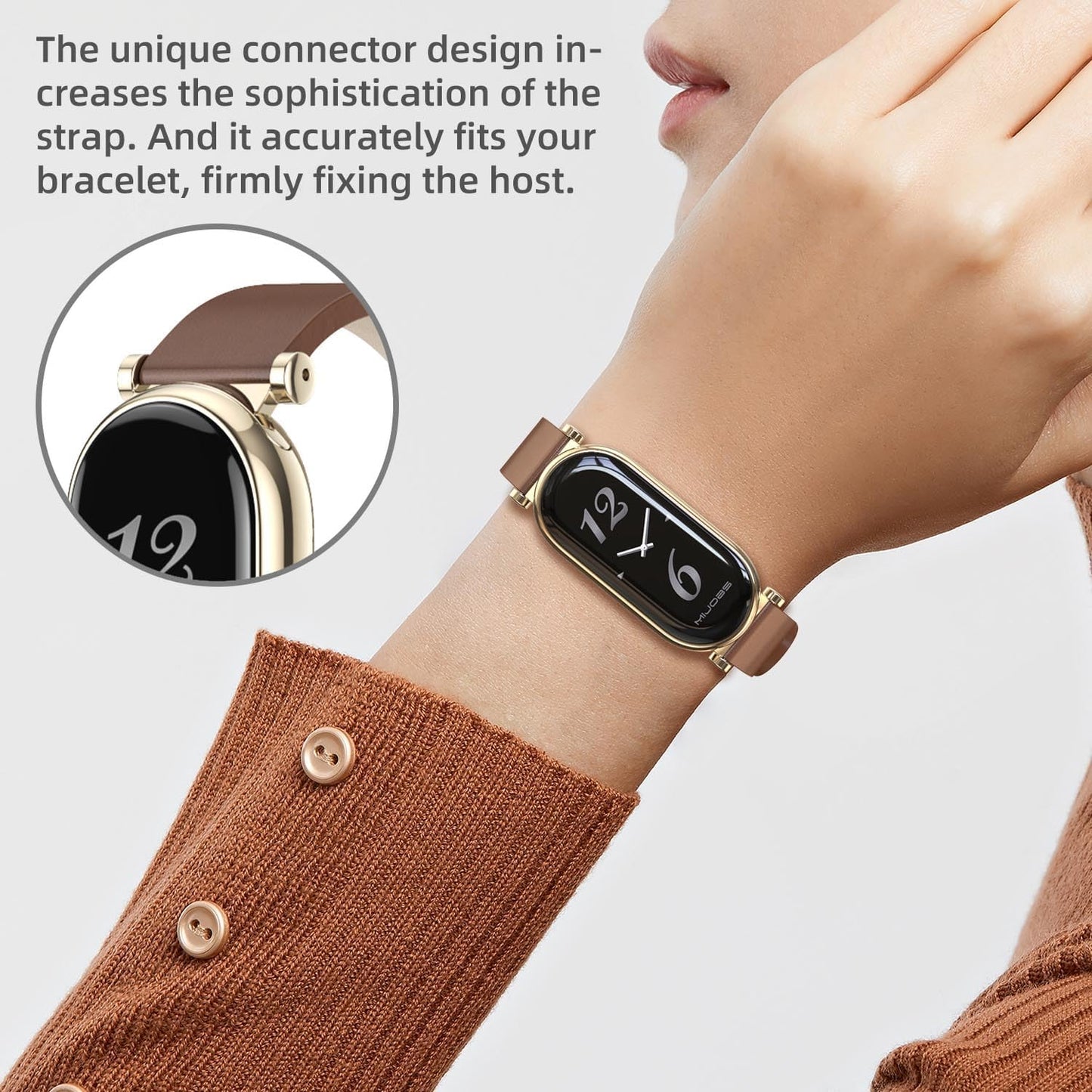 Strap for Xiaomi Mi Band 9 Mi Band 8, Mi Band 7 Genuine Leather Replacement Strap Watch Wrist Band Smart Bracelet Accessories for Xiaomi Mi 6 5 Fit Band