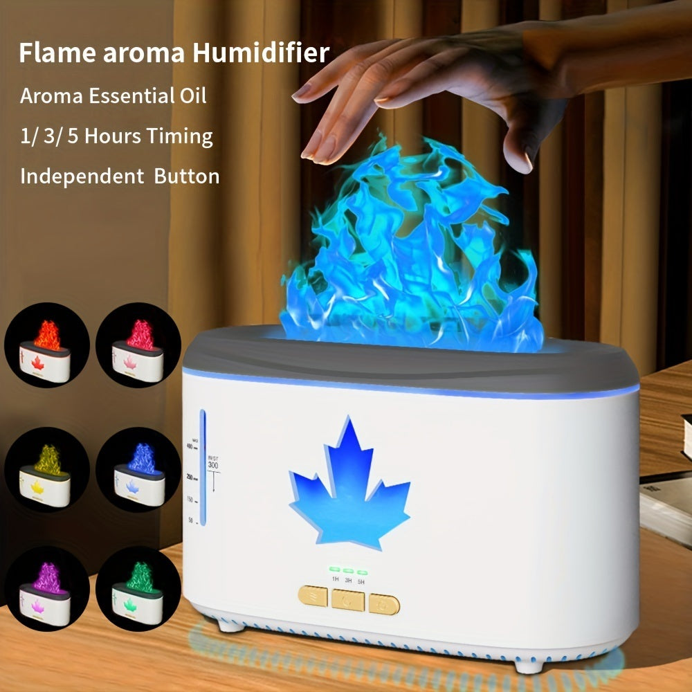 1pc Simulated Flame Humidifier, Essential Oil Diffuser For Aromatherapy Machine, Colorful Flame Atmosphere Lamp Home Office Humidifier, Dual-mode 8.3'*5.2'3.4'