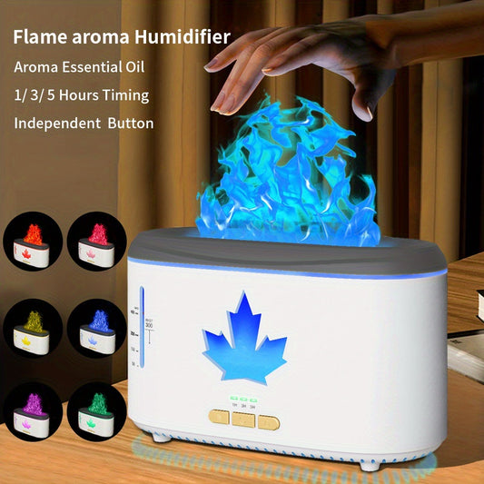 1pc Simulated Flame Humidifier, Essential Oil Diffuser For Aromatherapy Machine, Colorful Flame Atmosphere Lamp Home Office Humidifier, Dual-mode 8.3'*5.2'3.4'