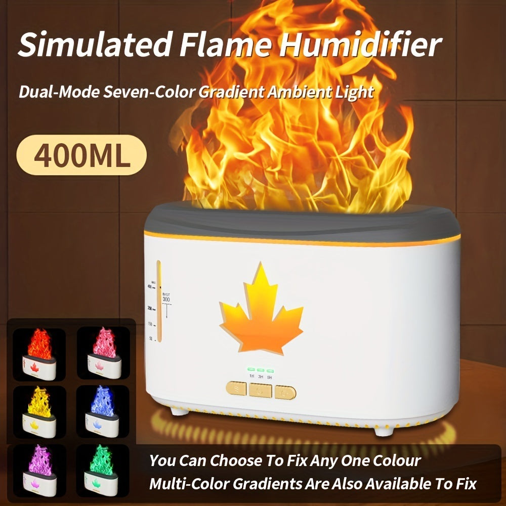 1pc Simulated Flame Humidifier, Essential Oil Diffuser For Aromatherapy Machine, Colorful Flame Atmosphere Lamp Home Office Humidifier, Dual-mode 8.3'*5.2'3.4'