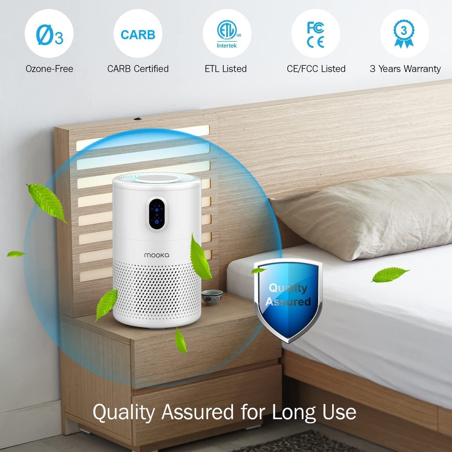 Air Purifier, H13 True HEPA Air Purifier for Home Large Room Up To 430ft², Remove Smoke Pet Dander Dust Pollen Allergies for Bedroom Office, Ozone Free, Night Light,