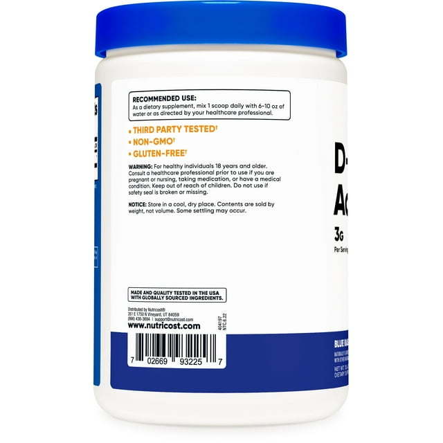 Nutricost D-Aspartic Acid (DAA) Powder 300G (Blue Raspberry) - Amino Acid