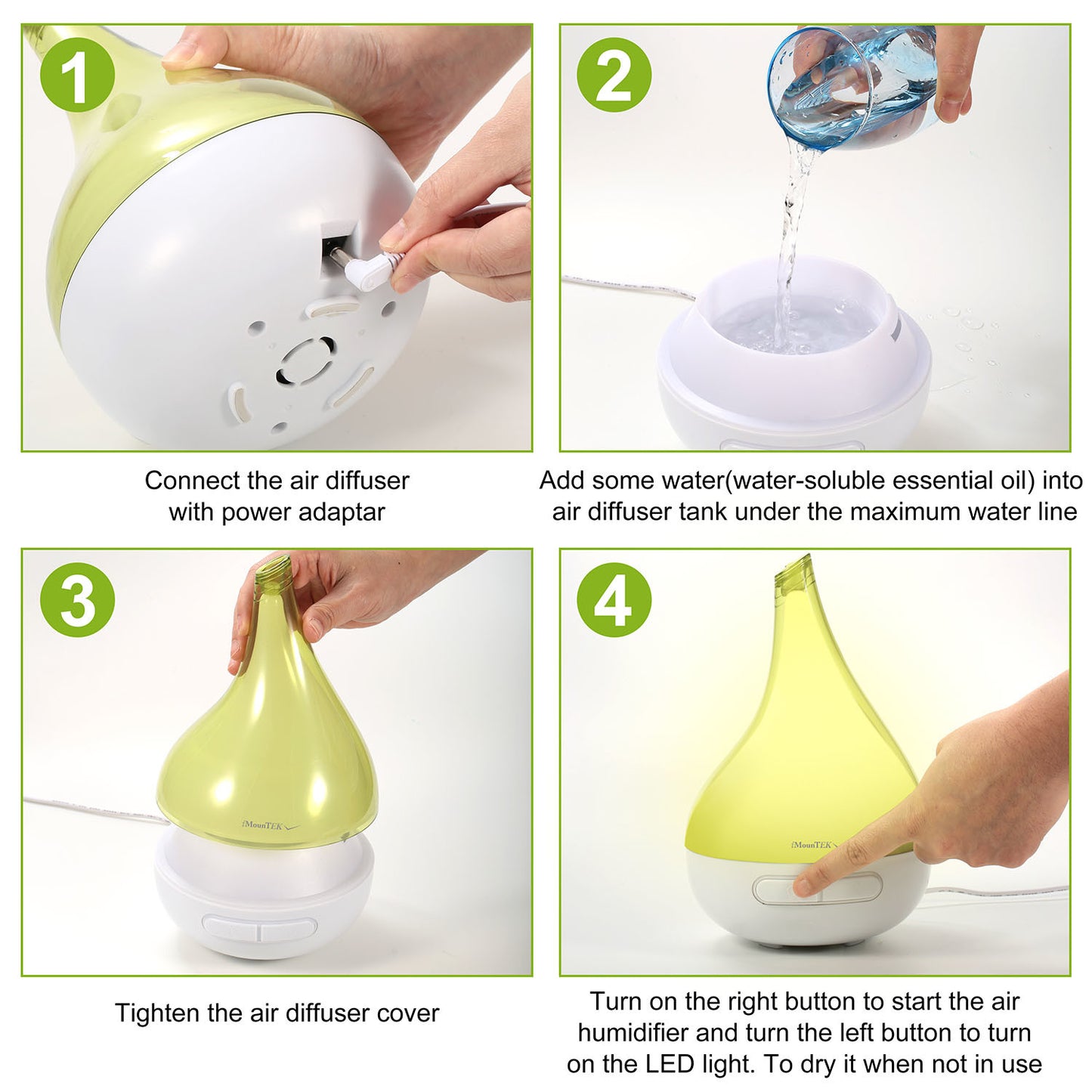 Drop-shaped Cool Mist Humidifier Ultrasonic Aroma Essential Oil Diffuser