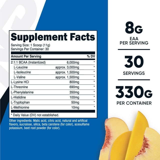 Nutricost EAA Powder 30 Servings (Peach Mango) - Essential Amino Acids - Non-GMO