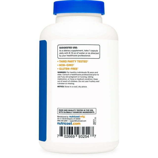 Nutricost L-Phenylalanine 500mg; 180 Capsules - Non-GMO, Amino Acid Supplement