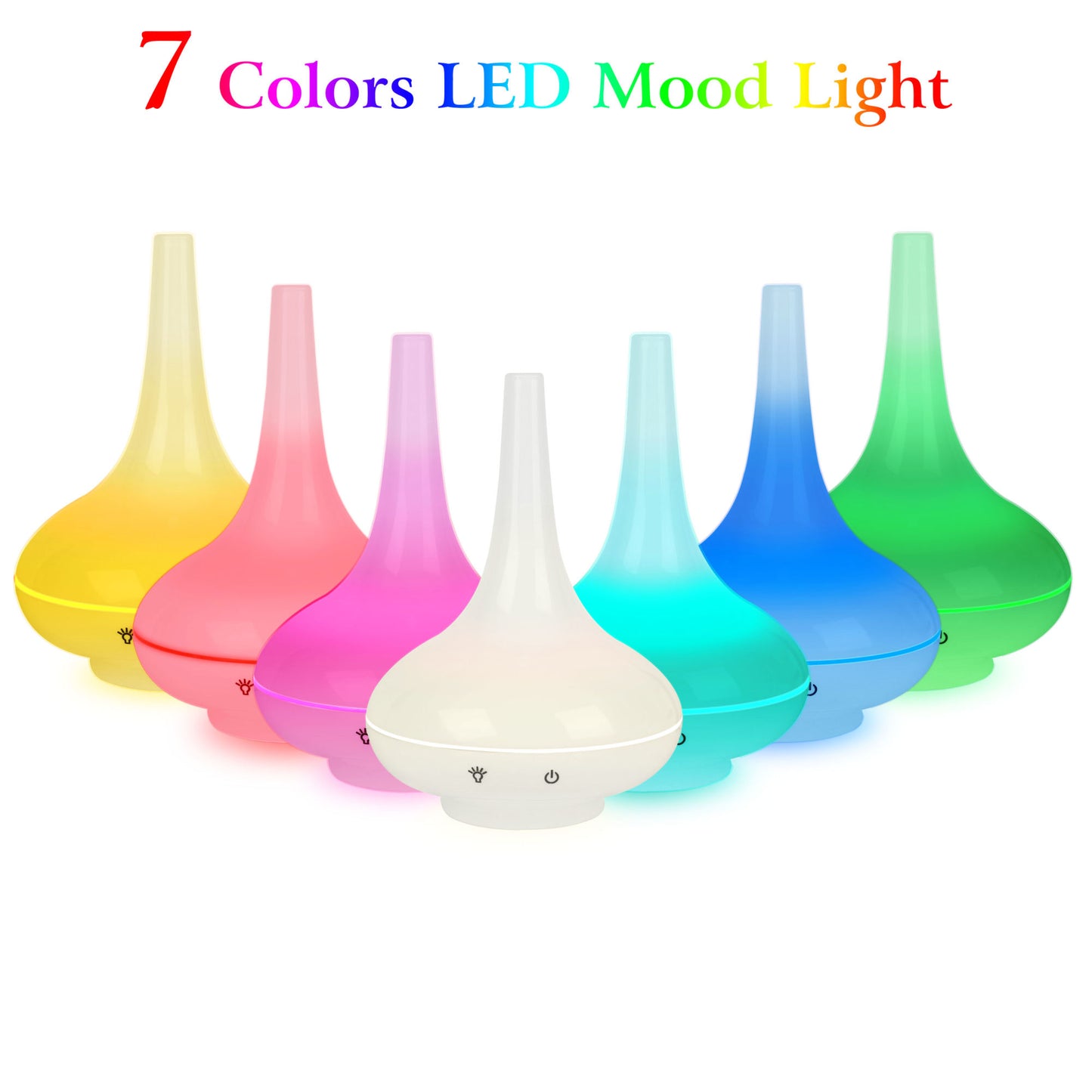 200ml Cool Mist Humidifier Ultrasonic Aroma Essential Oil Diffuser w/7 Color LED Lights Waterless Auto Off for Office Home Room Study Yoga Spa