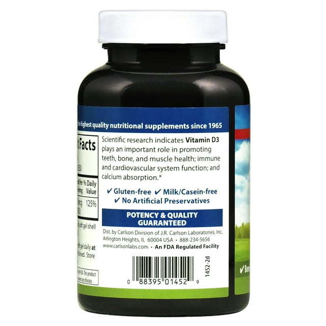 Carlson Labs - Vitamin D3 1000 IU - 250 Softgels