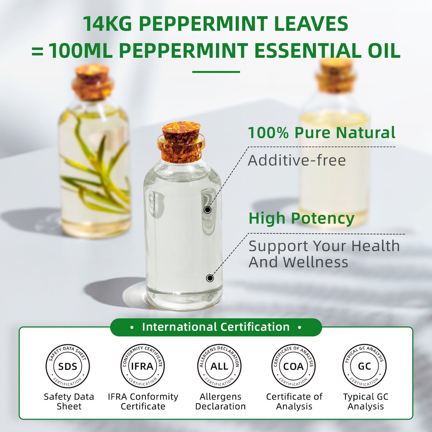 HIQILI 100ml Peppermint Sandalwood Eucalyptus Lemon Essential Oil for Diffuser, Humidifier, Aromatherapy, Candle Making, Massage