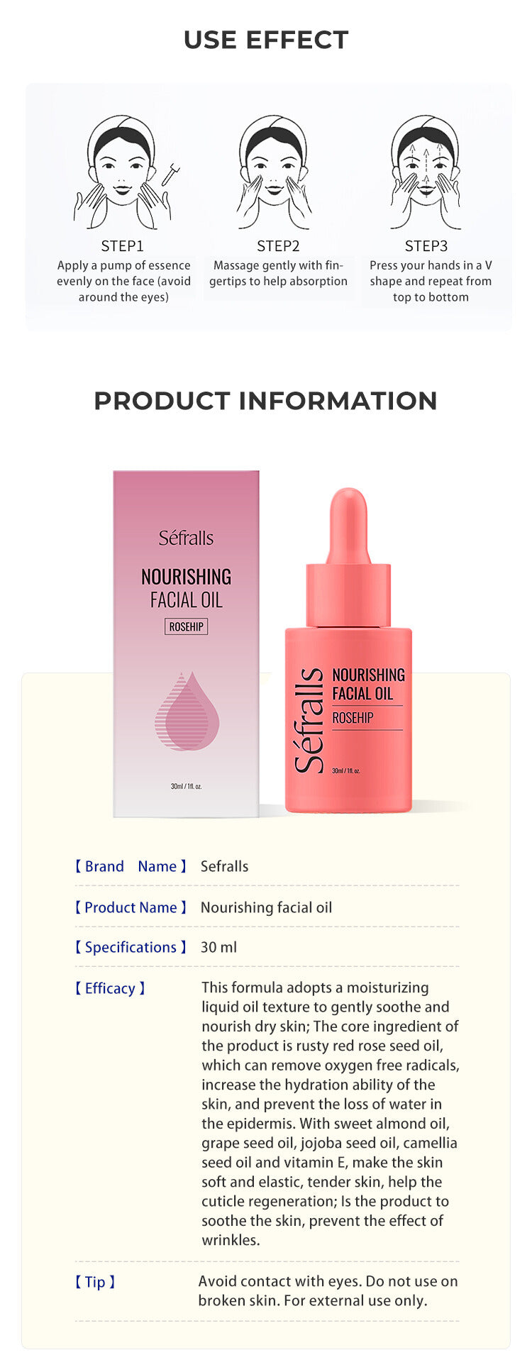 Organic Rosehip Oil for Face - Organic Cold Pressed Rose Hip Oil for Skin and Body Care -- Sefralls Rosehip Facial Essence Oil, Rosehip Seed Facial Oil for Gua Sha Massage