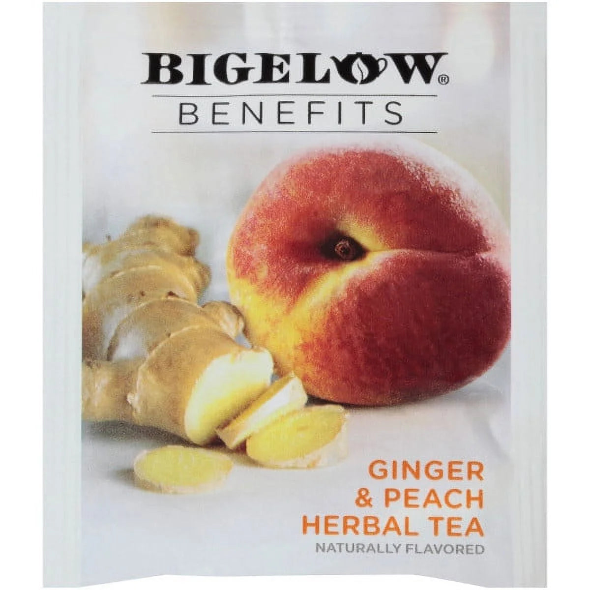 Bigelow Benefits Ginger & Peach Herbal Tea Bags, 18 Ct